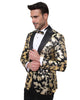 Gold Glitter Brush Print Blazer with Contrasting Lapel & Matching Bow Tie-Makrom
