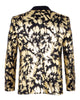 Gold Glitter Brush Print Blazer with Contrasting Lapel & Matching Bow Tie-Makrom