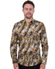 Gold Paisley Print Shirt with Matching Handkerchief-Makrom