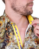 Gold Paisley Print Shirt with Matching Handkerchief-Makrom