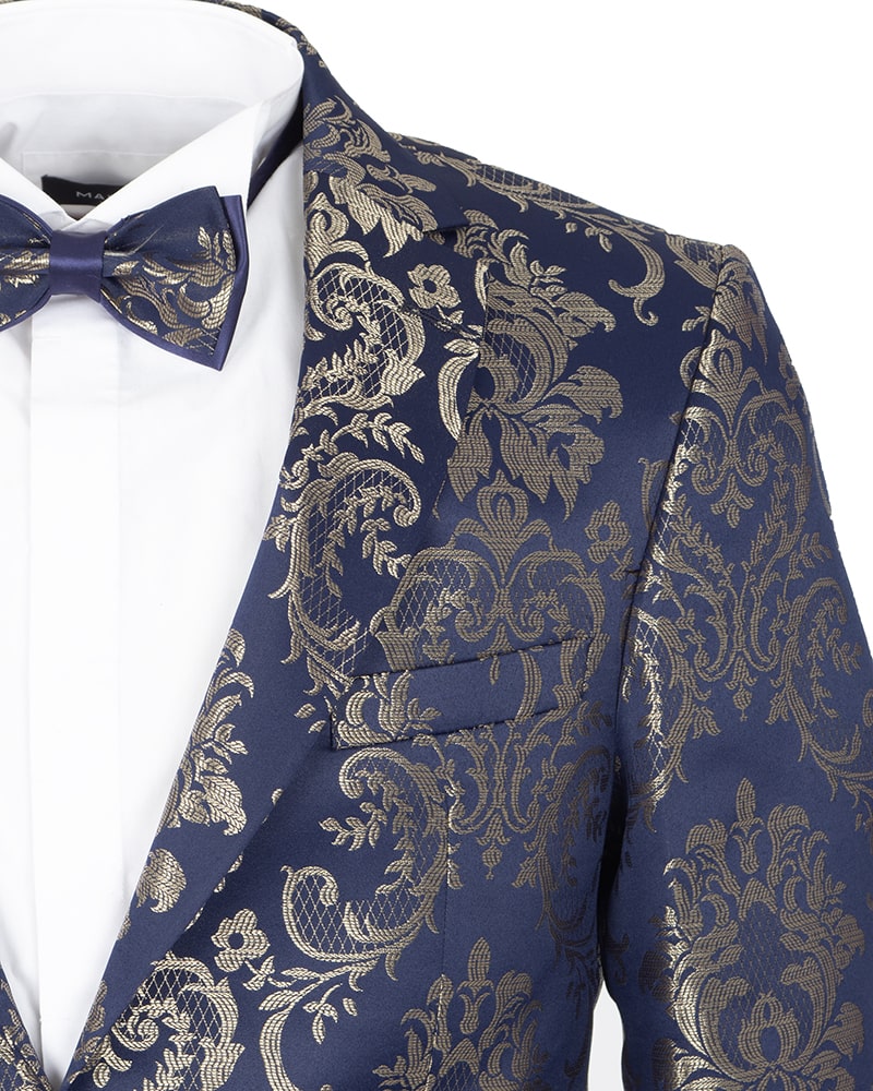 Gold Paisley Printed Men's Blazer-Makrom