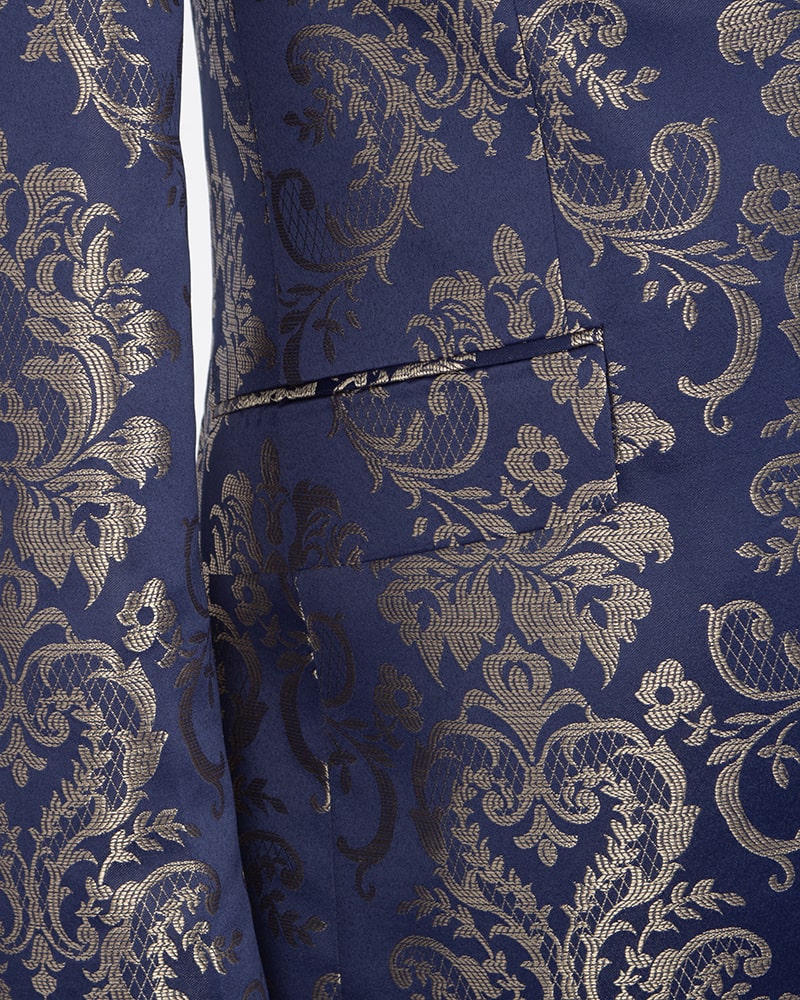 Gold Paisley Printed Men's Blazer-Makrom