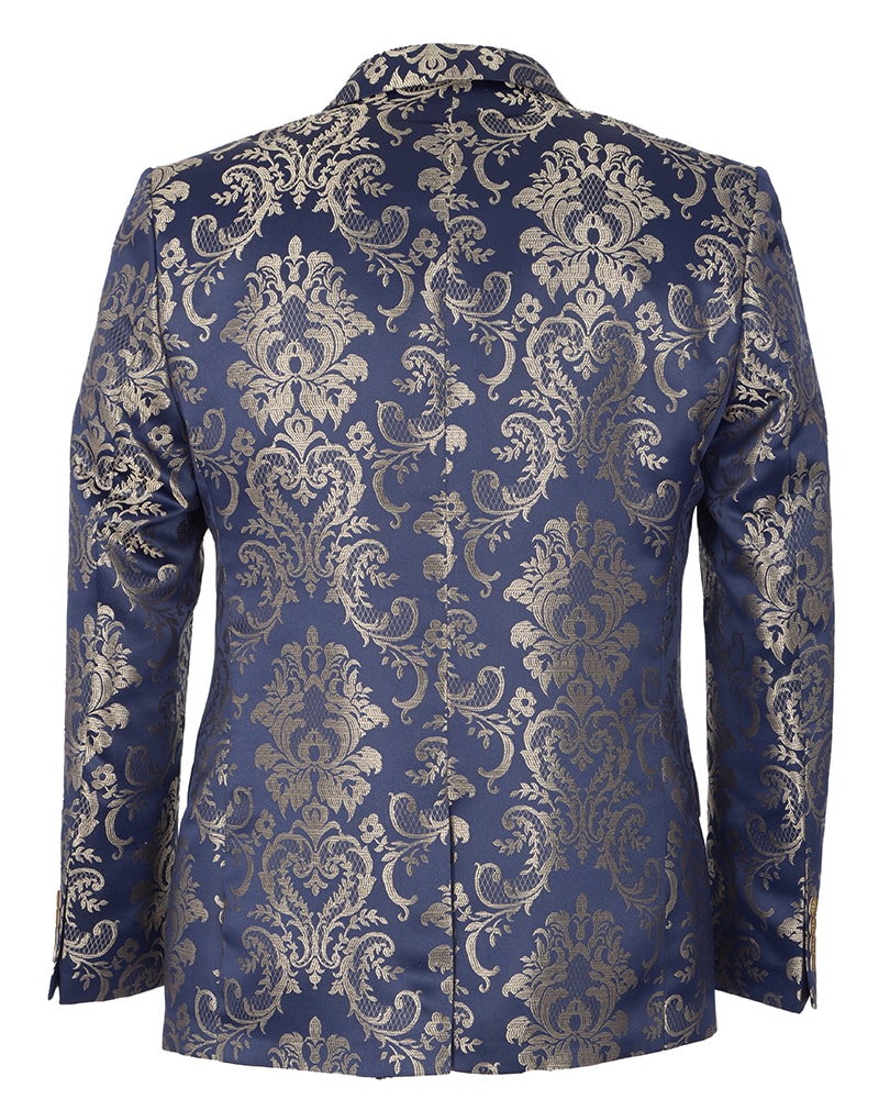 Gold Paisley Printed Men's Blazer-Makrom