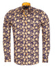 Gold Rose Print Shirt with Matching Handkerchief-Makrom