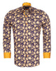 Gold Rose Print Shirt with Matching Handkerchief-Makrom