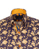 Gold Rose Print Shirt with Matching Handkerchief-Makrom