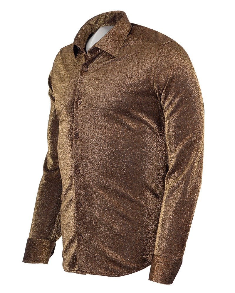 Gold Sparkle Studded Glitter Shirt-Makrom