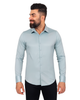 Green Casual Twill Double Cuff Long Sleeve Shirt-Makrom