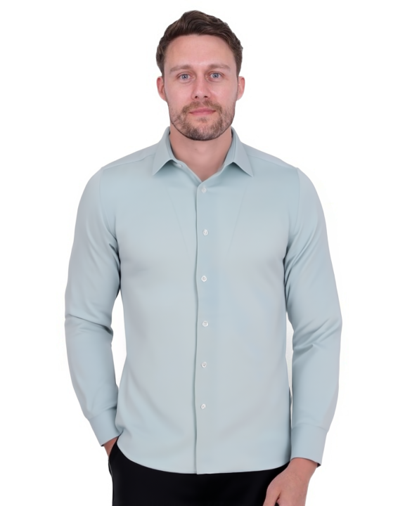 Green Classic Twill Single Cuff Shirt-Makrom
