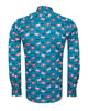 Green Flamingo Print Men's Shirt with Matching Handkerchief-Makrom