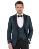 Green Flora Contrasting Lapel Blazer & Waistcoat-Makrom
