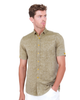 Green Flora Plain Linen Short Sleeve Shirt-Makrom