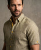 Green Flora Plain Linen Short Sleeve Shirt