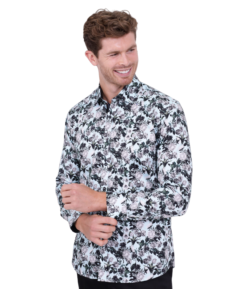 Green Flower Print with Matching Handkerchief-Makrom