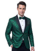 Green Paisley Contrasting Lapel Blazer & Matching Bow Tie-Makrom