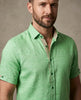 Green Plain Linen Short Sleeve Shirt