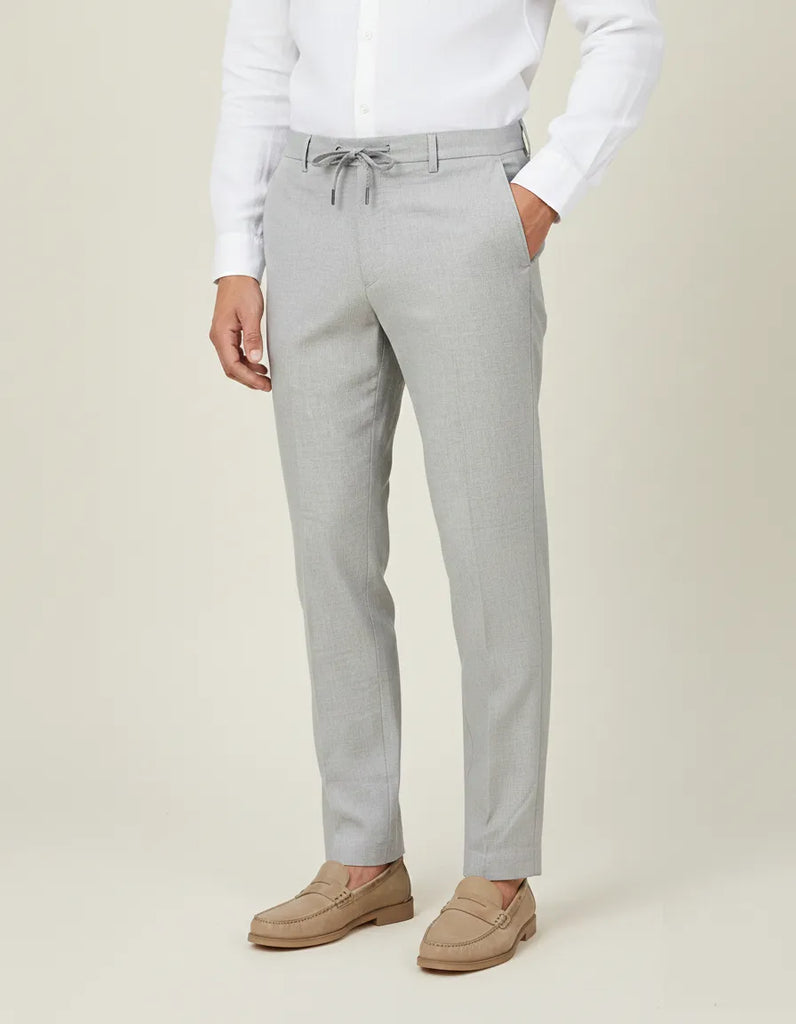 Grey Linen Plain Suit Trouser-Makrom
