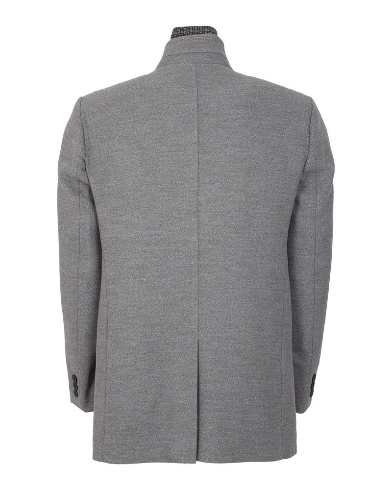 Grey Men's Overcoat with Removable Inner Layer-Makrom