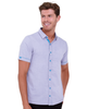 Grey Plain Linen Short Sleeve Shirt-Makrom