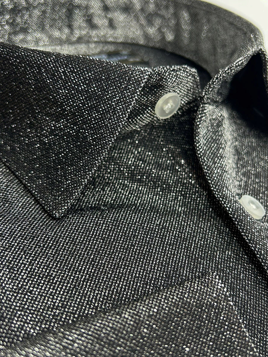 Grey Sparkle Studded Glitter Shirt-Makrom
