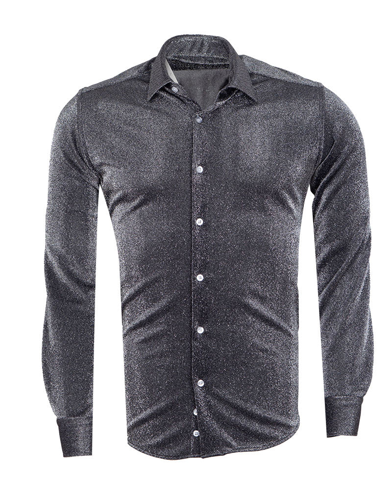 Grey Sparkle Studded Glitter Shirt-Makrom