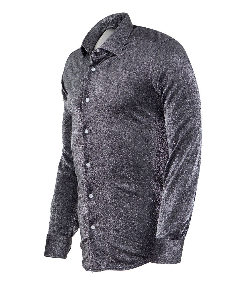 Grey Sparkle Studded Glitter Shirt-Makrom