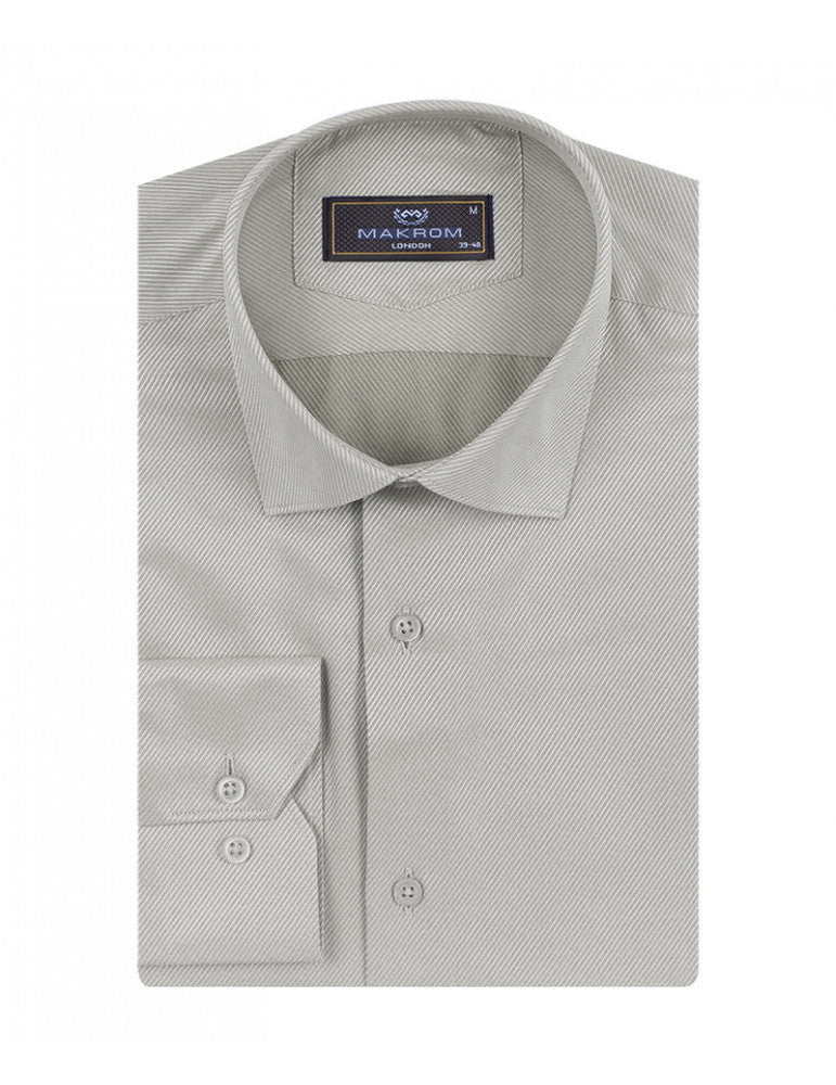 Grey Twill Classic Single Cuff Shirt-Makrom