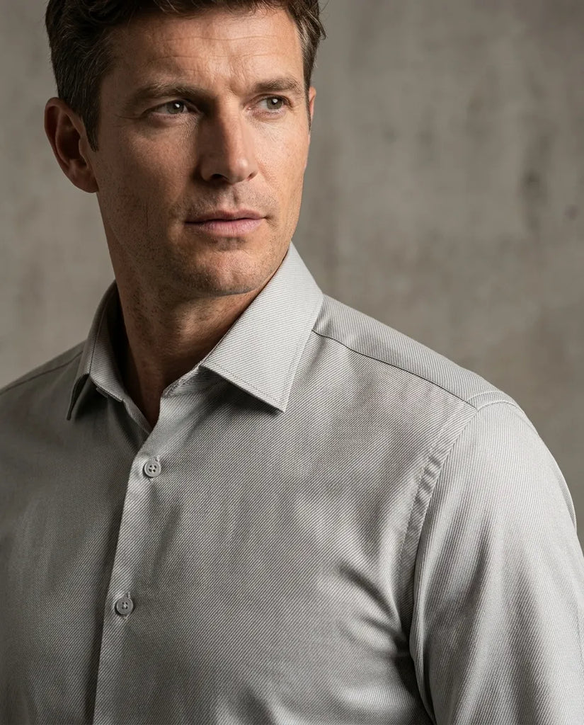 Grey Twill Classic Single Cuff Shirt