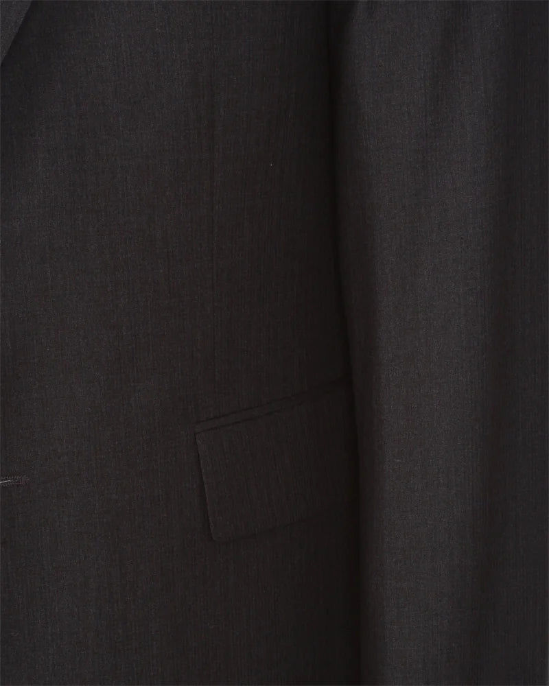 Grey Wool Classic Plain 3 Piece Men's Suit-Makrom