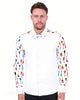 Guitar Print Tuxedo Shirt Plain Front Panel-Makrom