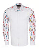 Guitar Print Tuxedo Shirt Plain Front Panel-Makrom