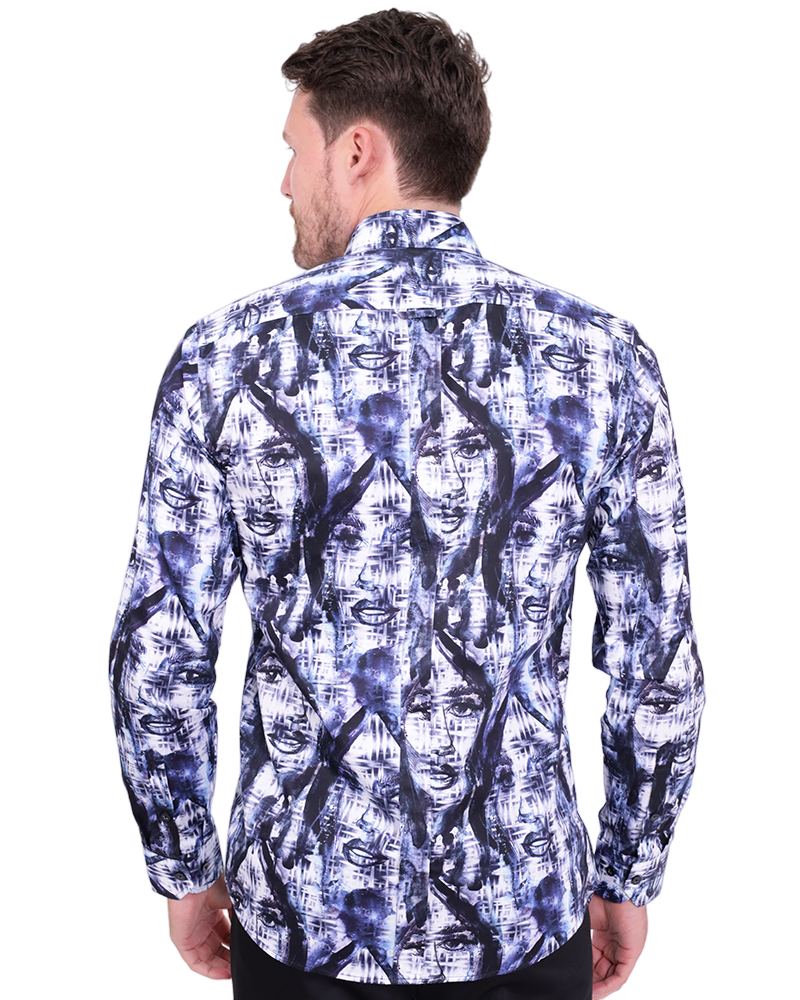Hidden Face's Print Men's Shirt-Makrom