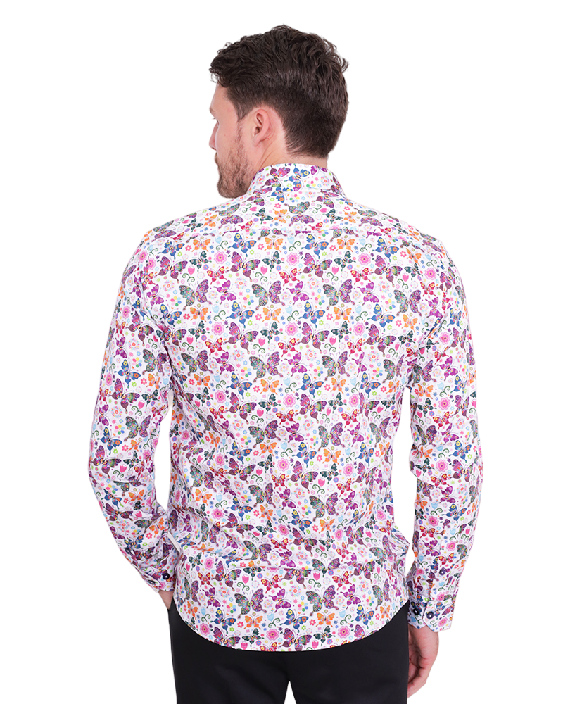 Hippy Butterfly Print Shirt with Matching Handkerchief-Makrom