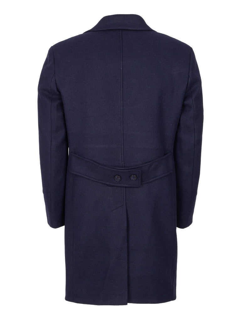Dark Blue Double Breasted Belted Trench Coat