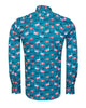 Green Flamingo Print Men's Shirt with Matching Handkerchief