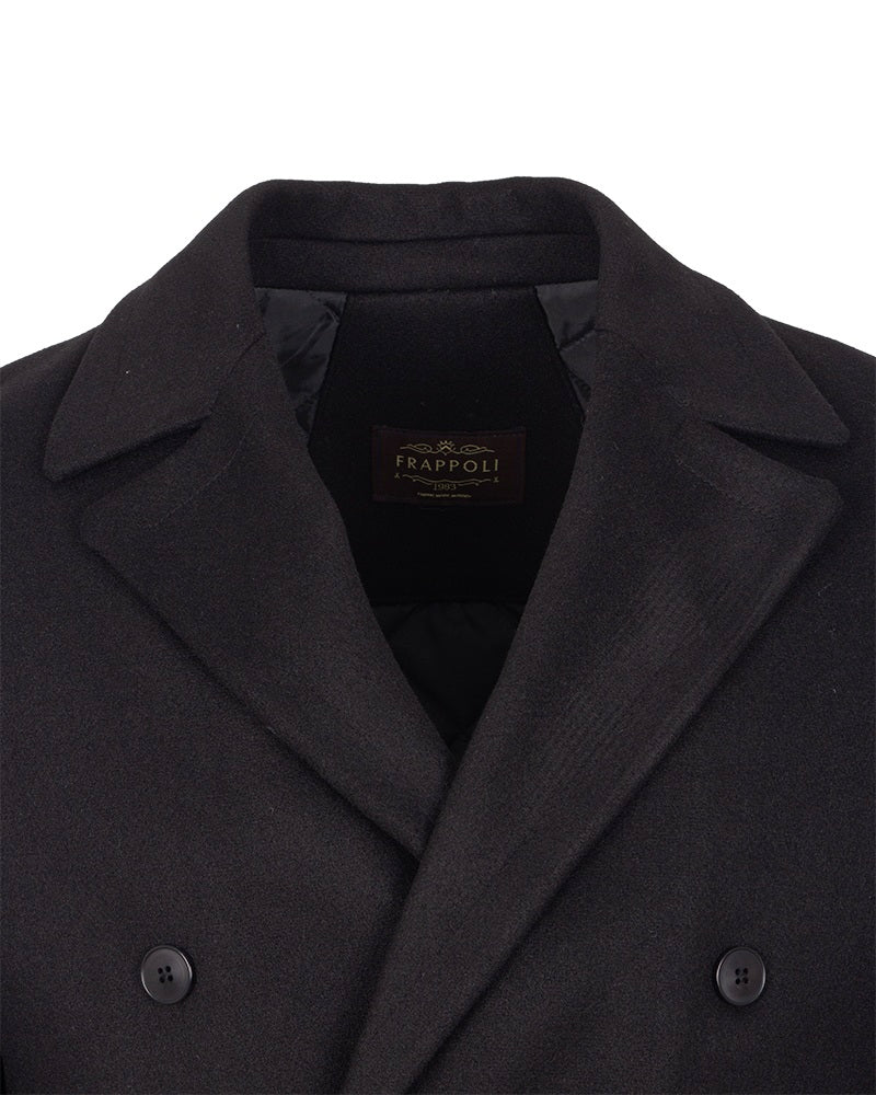 Black Double Breasted Belted Trench Coat