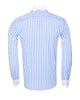 Blue Stripe Contrast Collar Double Cuff Shirt