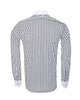 Makrom Double Cuff Shirt - Black Stripe Contrast Collar, Stylish & Comfortable