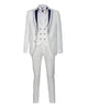 White Men's 4 Piece Wedding Suit Contrasting Lapel