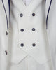 White Men's 4 Piece Wedding Suit Contrasting Lapel