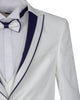 White Men's 4 Piece Wedding Suit Contrasting Lapel