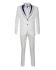 White Men's 4 Piece Wedding Suit Contrasting Lapel