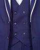 Dark Blue Men's 4 Piece Wedding Suit Contrasting Lapel