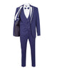 Dark Blue Men's 4 Piece Wedding Suit Contrasting Lapel