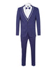 Dark Blue Men's 4 Piece Wedding Suit Contrasting Lapel