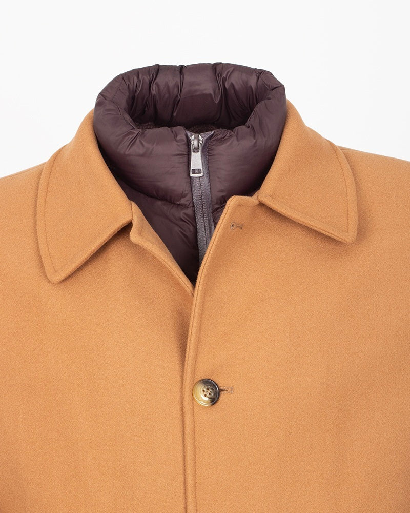 Brown Overcoat with Removable Quilted Inner Layer
