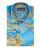 Light Blue Baroque Chain & Paisley Print Men`s Shirt