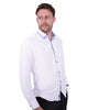 White Floral Double Collar Men's Shirt