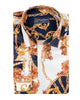 Oscar Banks Premium Satin Chain & Floral Print Dress Shirt