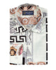 Oscar Banks Premium Cream Satin Baroque Print Dress Shirt